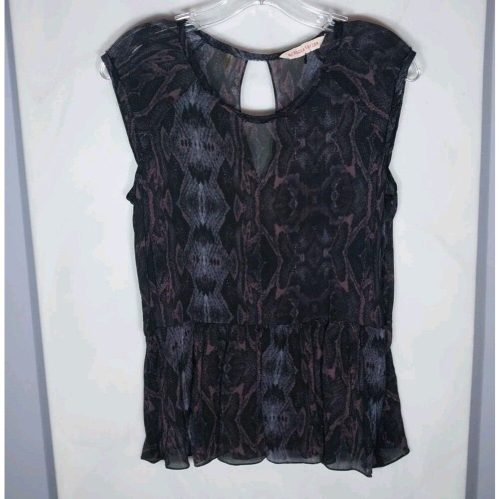 Rebecca Taylor Sheer Peplum Top Women’s 6 Dark Abstract Fairy Grunge Goth